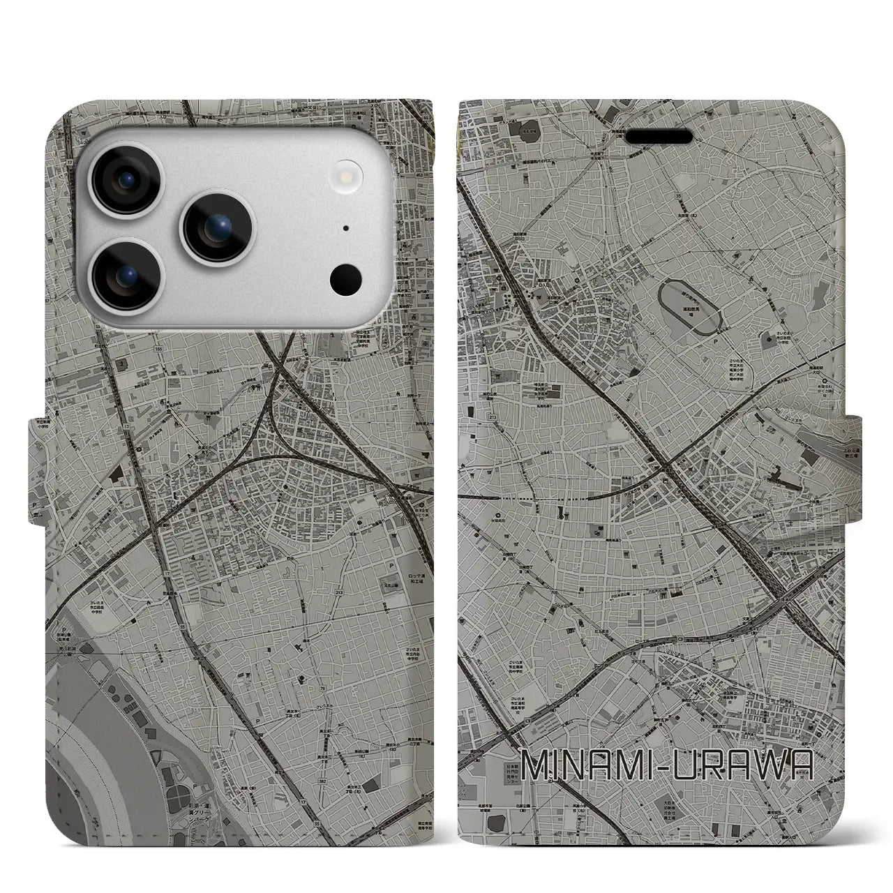 【南浦和（埼玉県）】地図柄iPhoneケース（手帳タイプ）