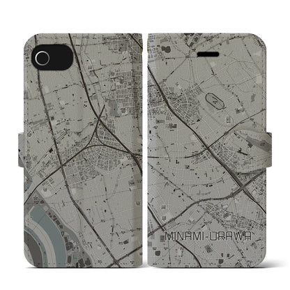 【南浦和（埼玉県）】地図柄iPhoneケース（手帳タイプ）モノトーン・iPhone SE（第3 / 第2世代） / 8 / 7 / 6s / 6 用