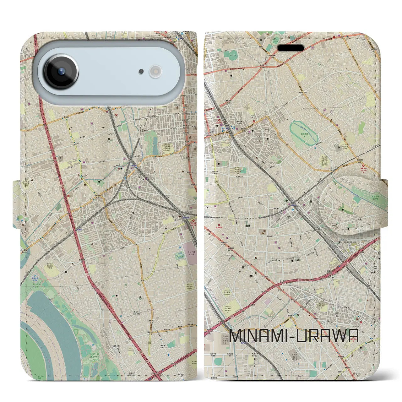 【南浦和（埼玉県）】地図柄iPhoneケース（手帳タイプ）