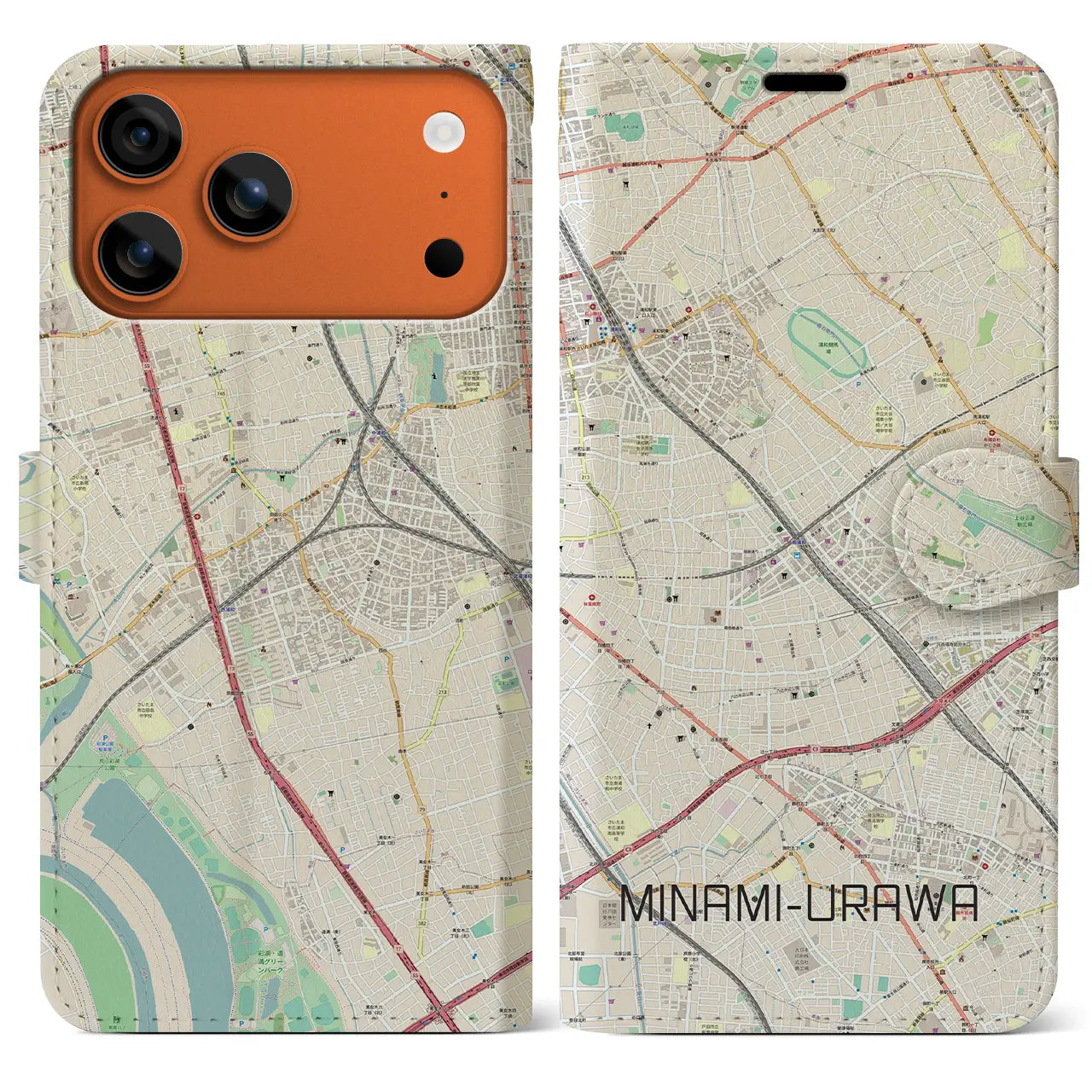 【南浦和（埼玉県）】地図柄iPhoneケース（手帳タイプ）