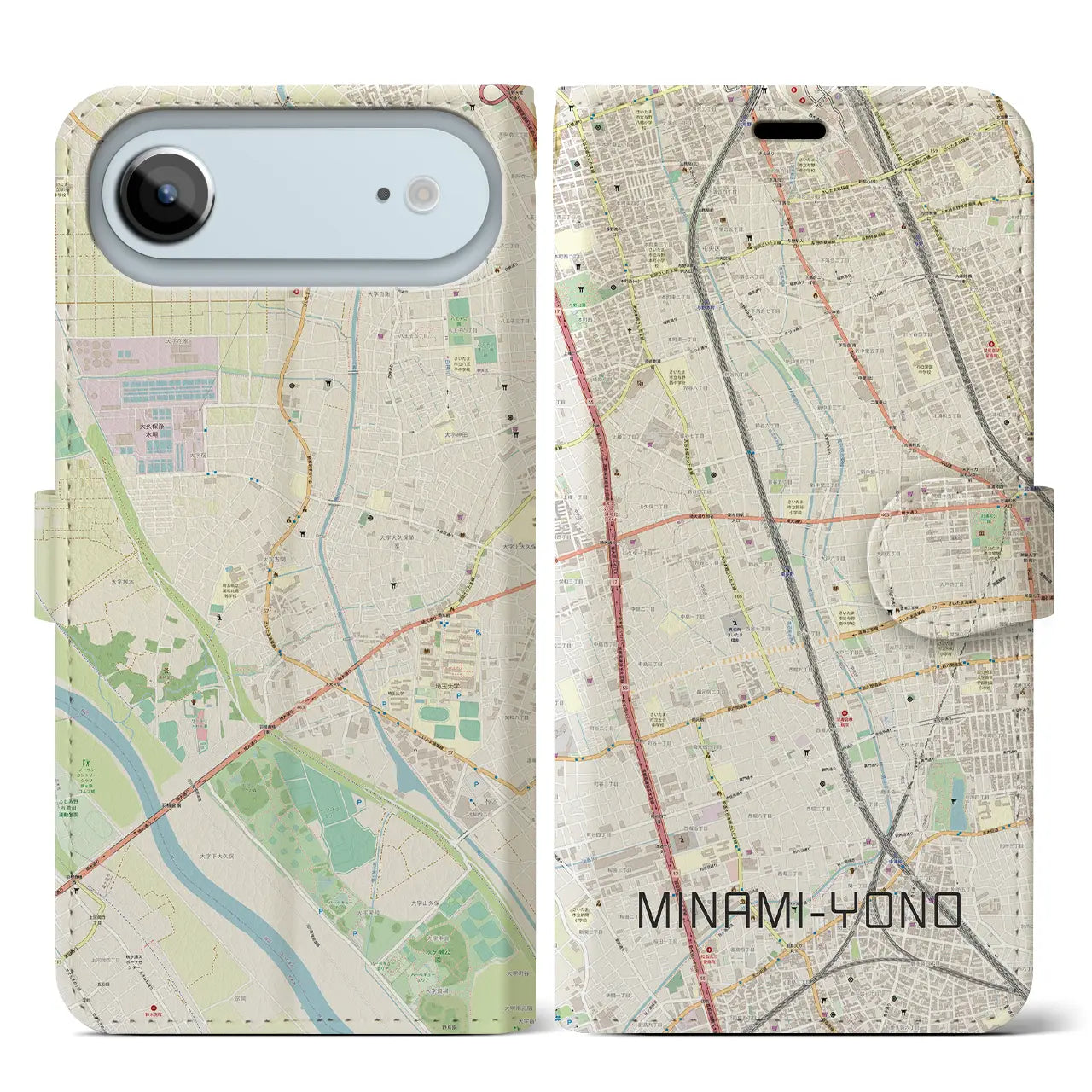 【南与野（埼玉県）】地図柄iPhoneケース（手帳タイプ）