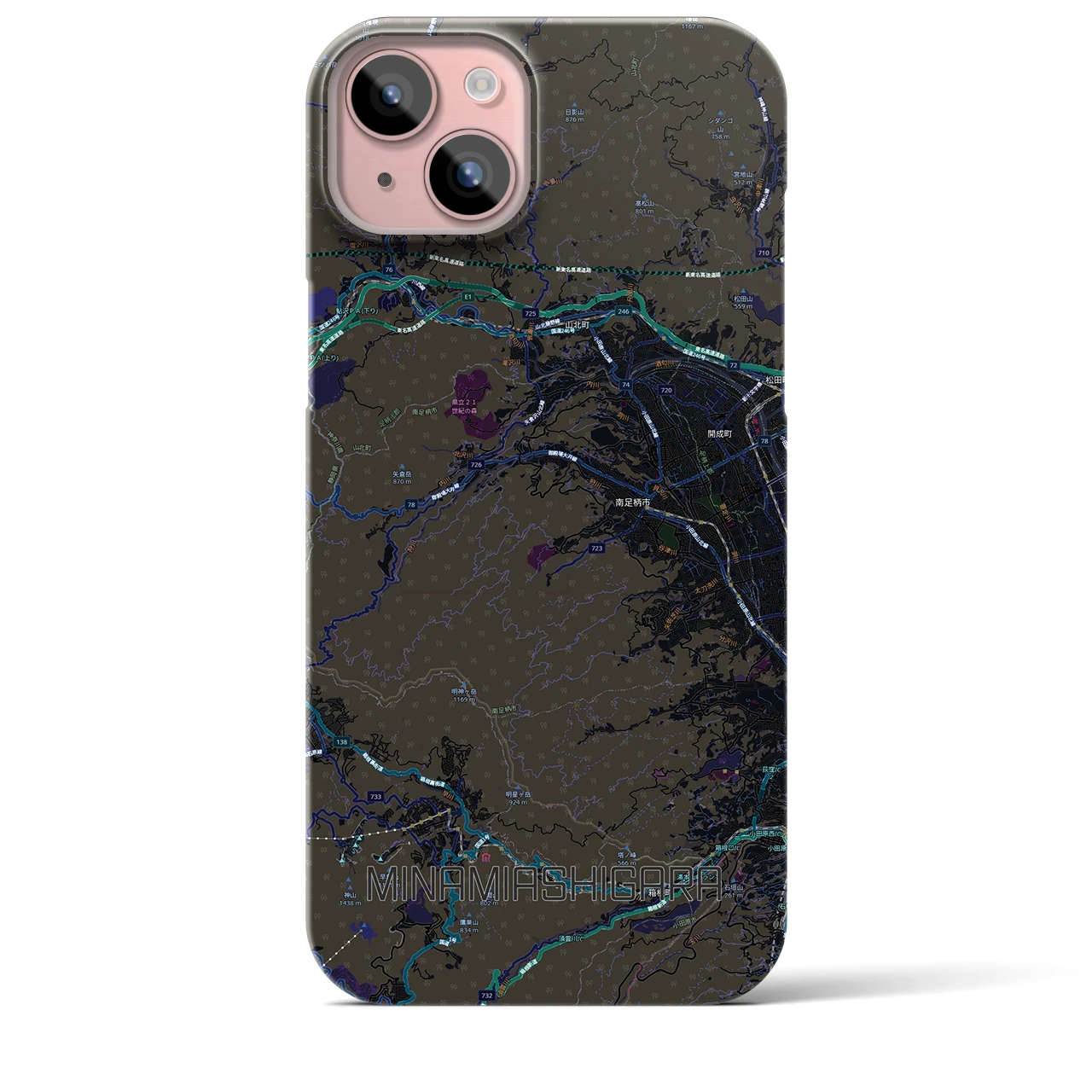 【南足柄（神奈川県）】地図柄iPhoneケース（バックカバータイプ）