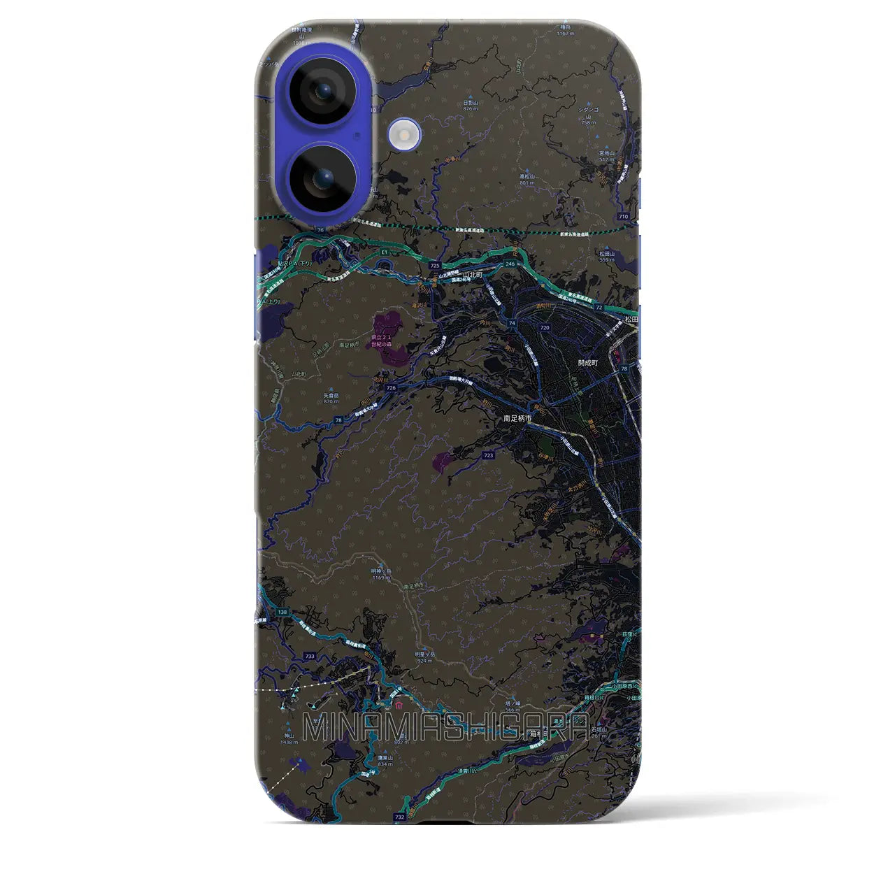 【南足柄（神奈川県）】地図柄iPhoneケース（バックカバータイプ）