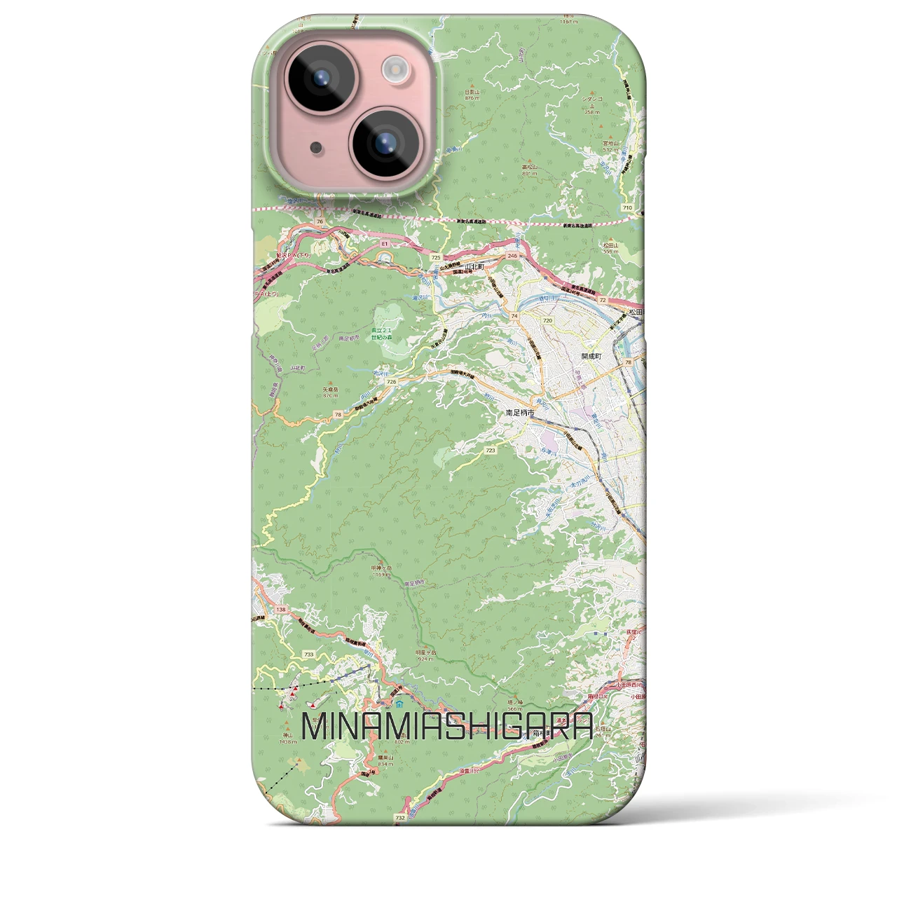 【南足柄（神奈川県）】地図柄iPhoneケース（バックカバータイプ）
