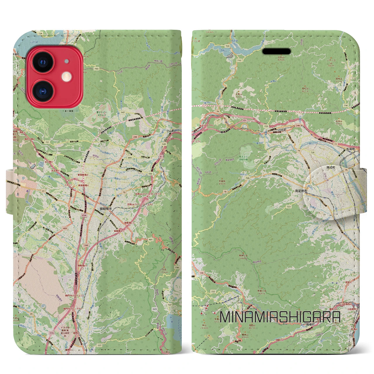 【南足柄（神奈川県）】地図柄iPhoneケース（手帳タイプ）