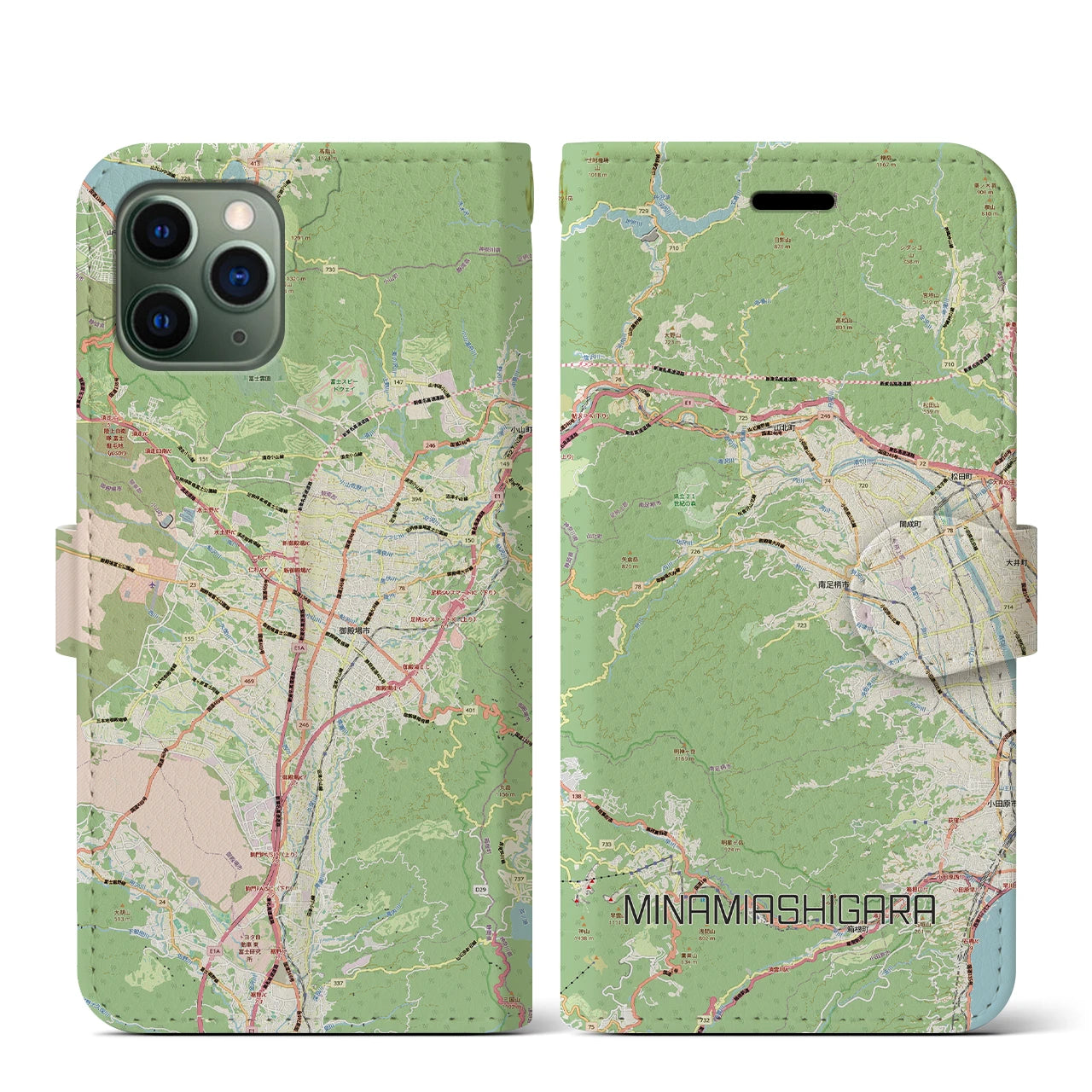 【南足柄（神奈川県）】地図柄iPhoneケース（手帳タイプ）
