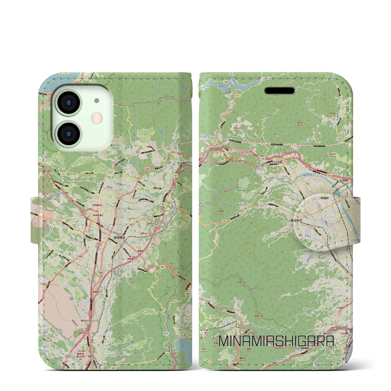 【南足柄（神奈川県）】地図柄iPhoneケース（手帳タイプ）