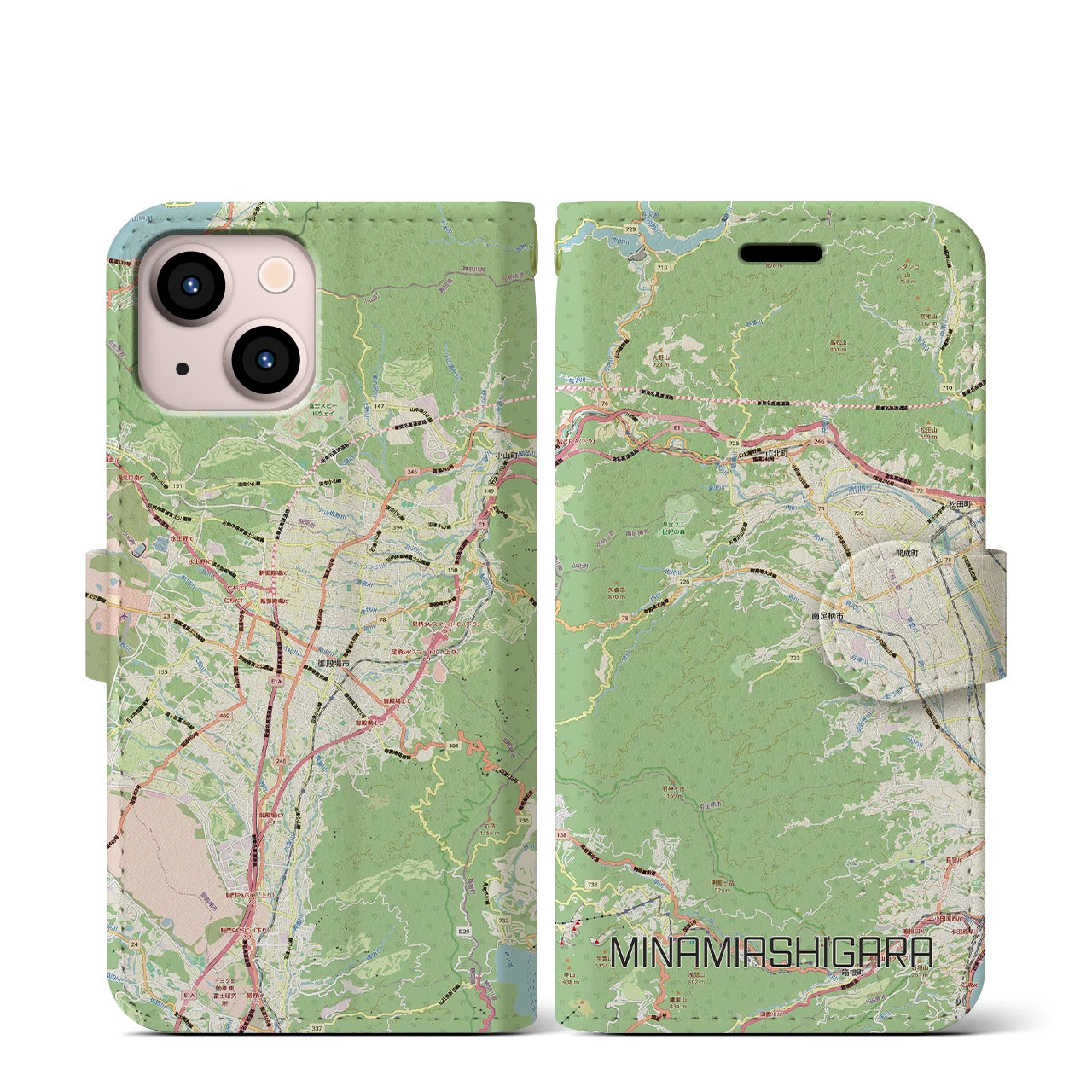 【南足柄（神奈川県）】地図柄iPhoneケース（手帳タイプ）