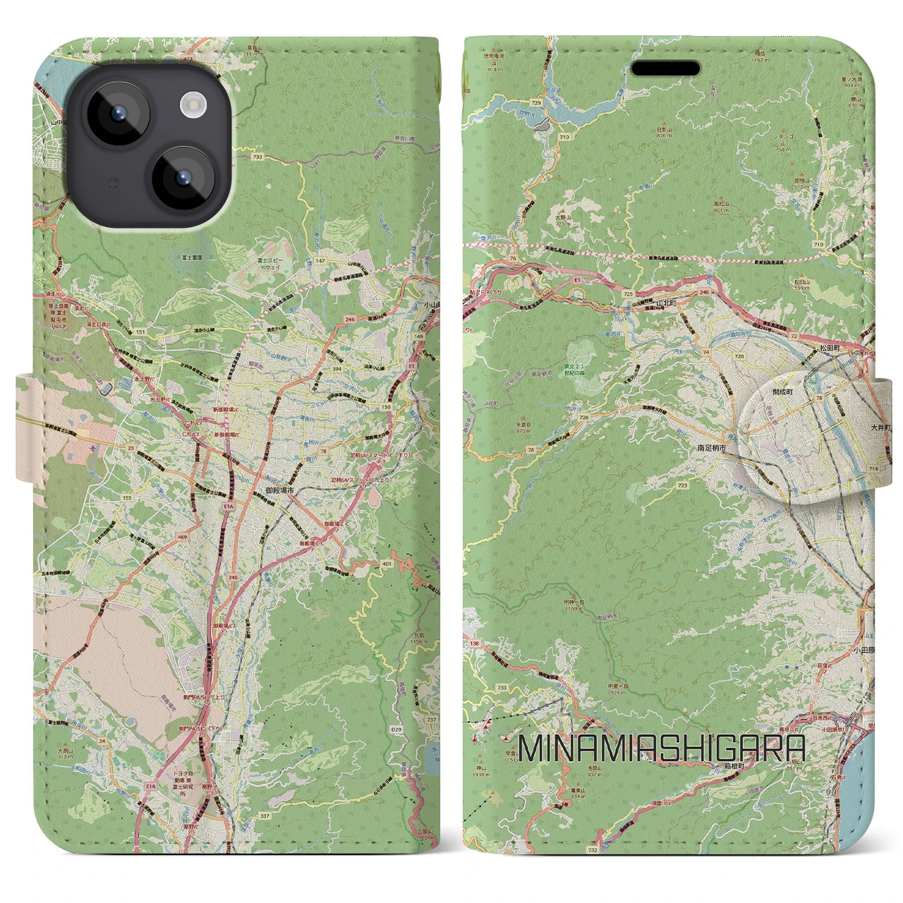 【南足柄（神奈川県）】地図柄iPhoneケース（手帳タイプ）