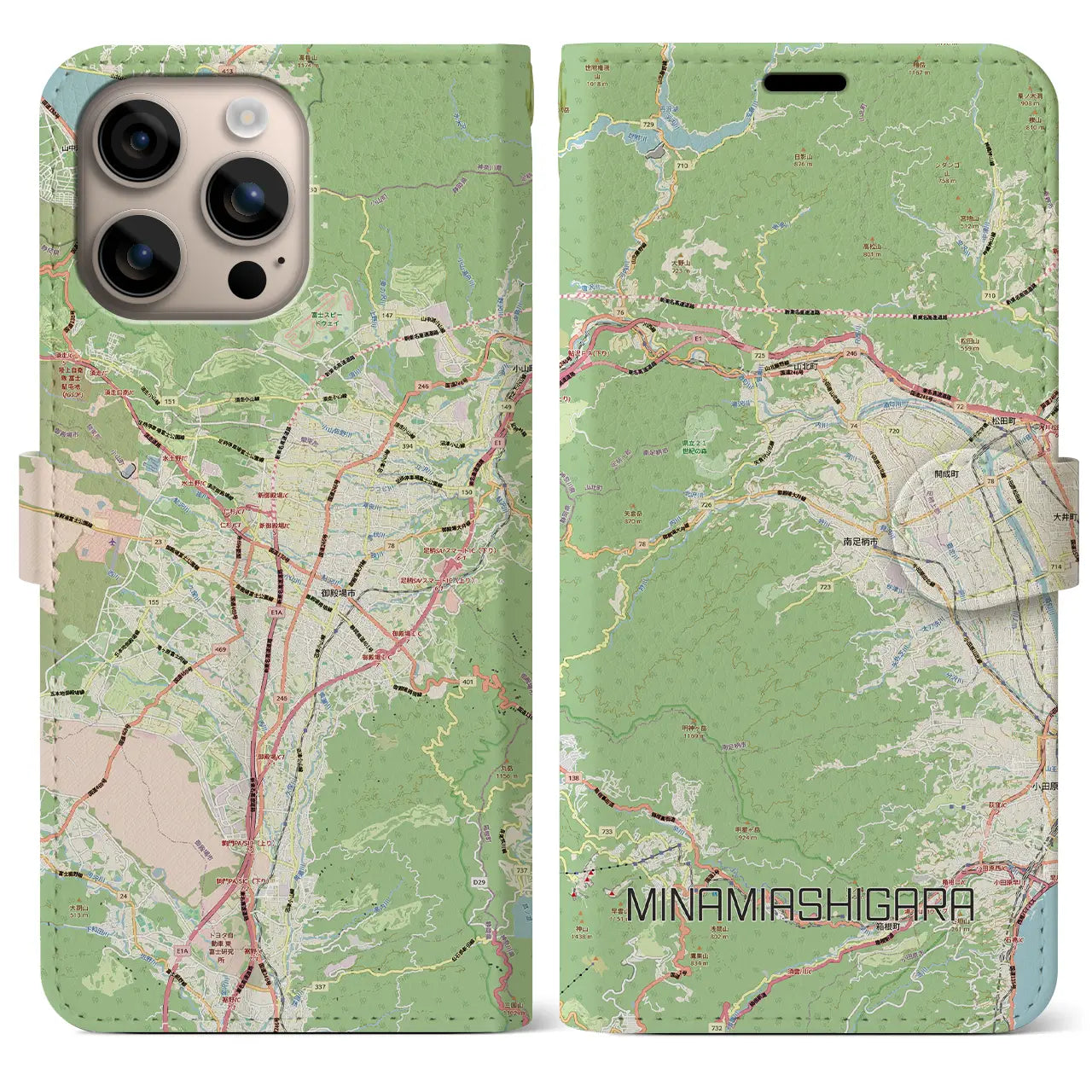 【南足柄（神奈川県）】地図柄iPhoneケース（手帳タイプ）