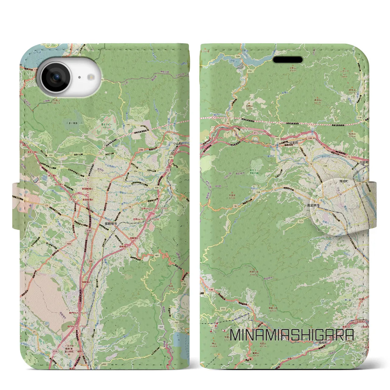 【南足柄（神奈川県）】地図柄iPhoneケース（手帳タイプ）