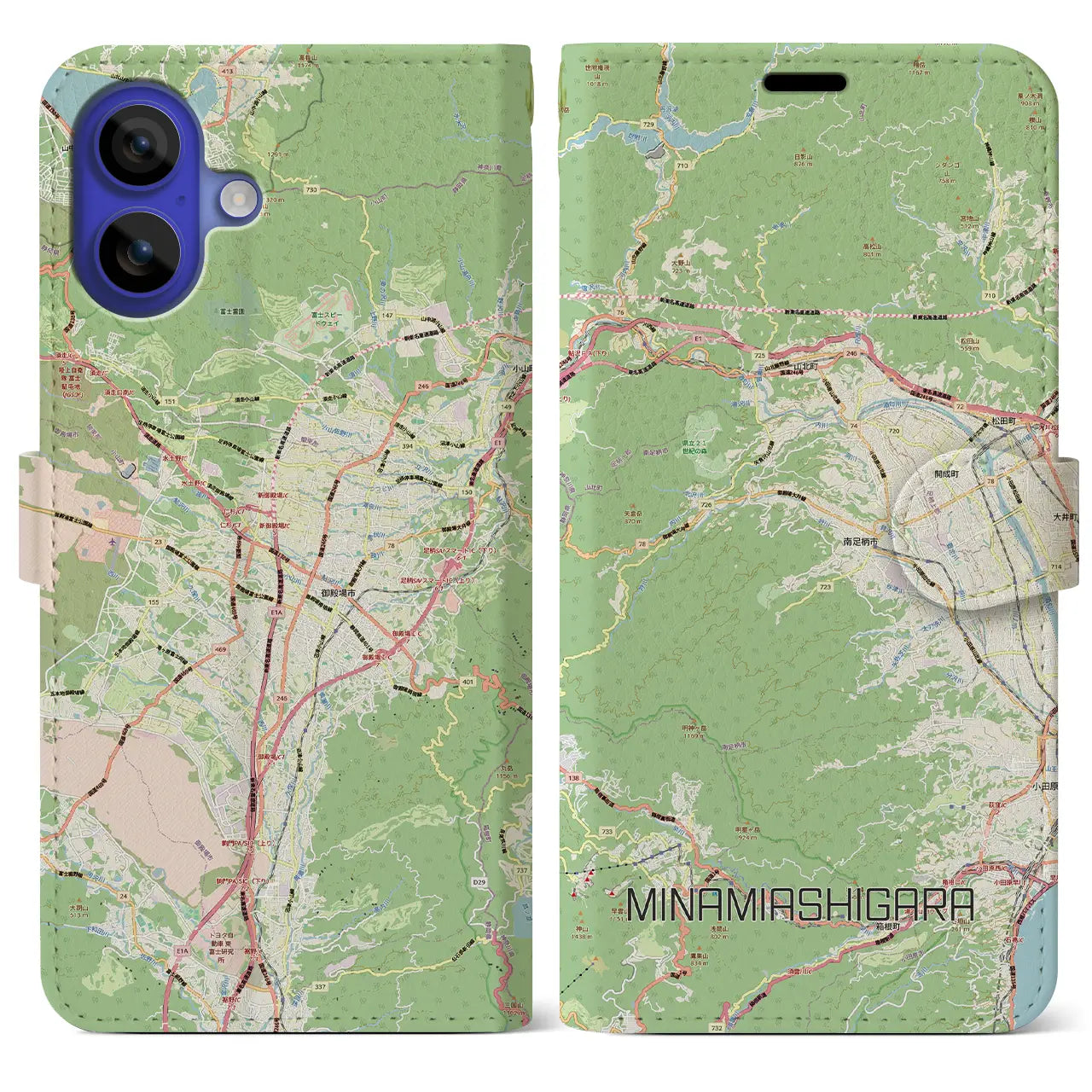 【南足柄（神奈川県）】地図柄iPhoneケース（手帳タイプ）