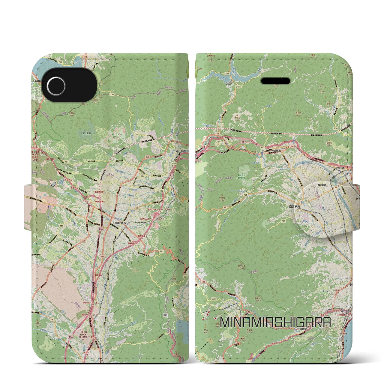 【南足柄（神奈川県）】地図柄iPhoneケース（手帳タイプ）