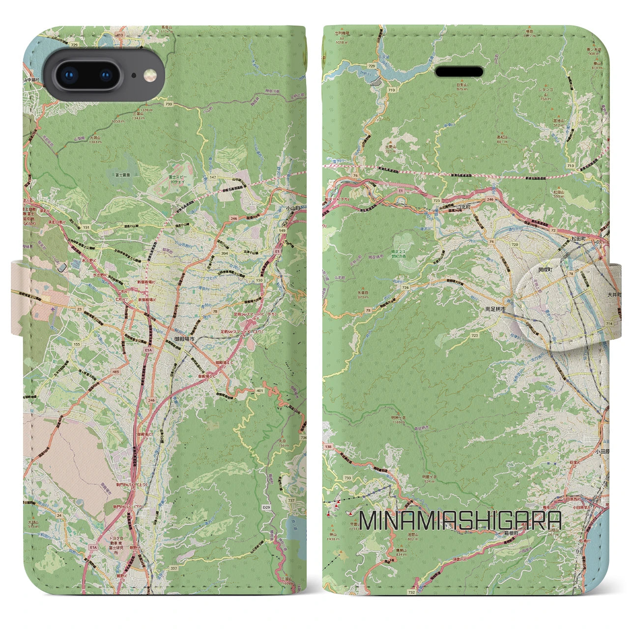 【南足柄（神奈川県）】地図柄iPhoneケース（手帳タイプ）