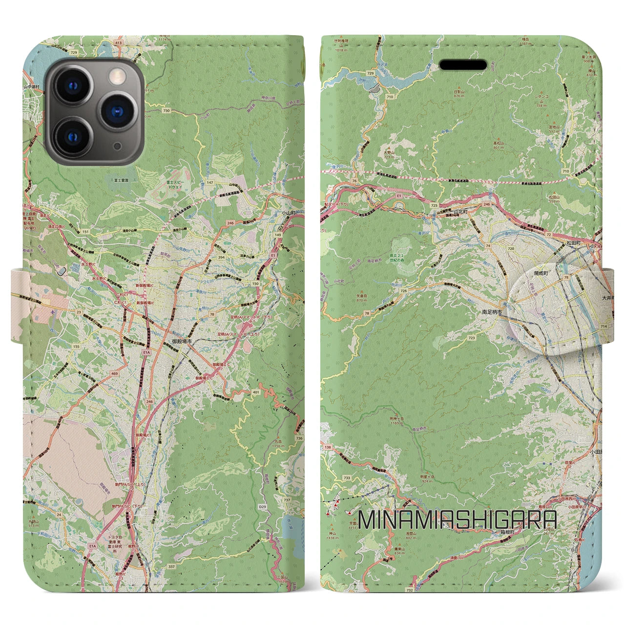 【南足柄（神奈川県）】地図柄iPhoneケース（手帳タイプ）