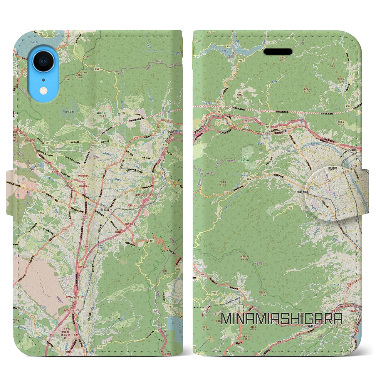【南足柄（神奈川県）】地図柄iPhoneケース（手帳タイプ）