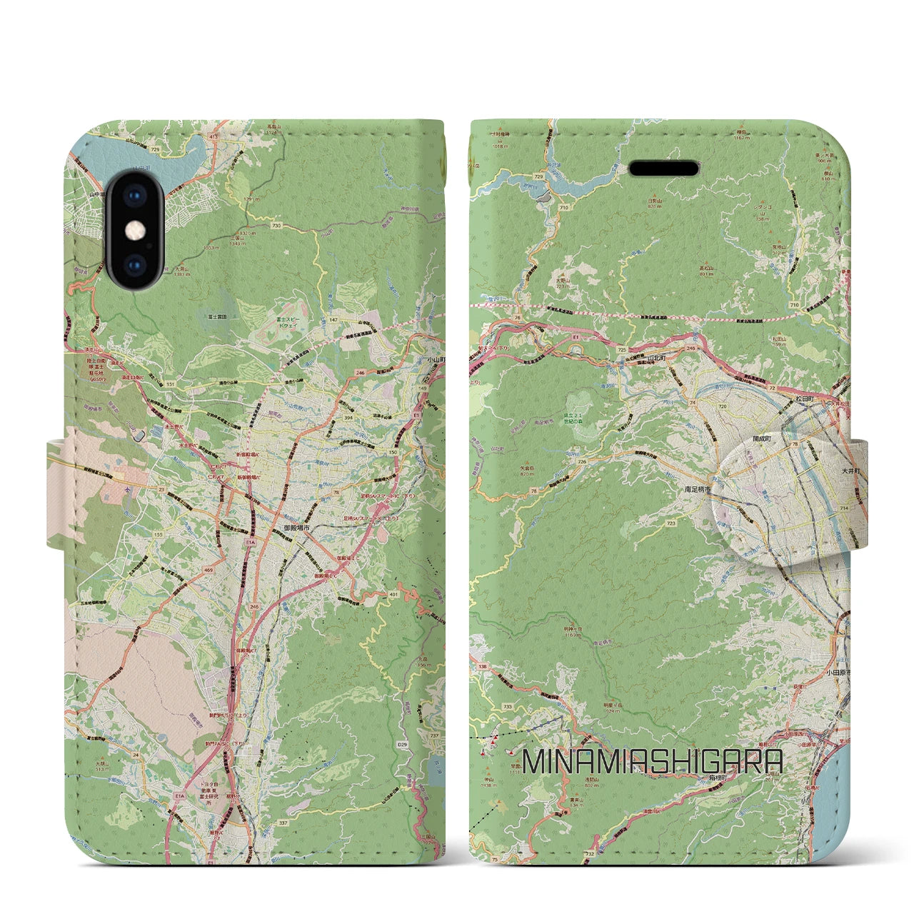 【南足柄（神奈川県）】地図柄iPhoneケース（手帳タイプ）