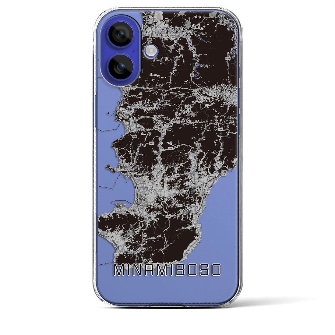 【南房総（千葉県）】地図柄iPhoneケース（クリアタイプ）モノトーン・iPhone 16 Pro Max 用