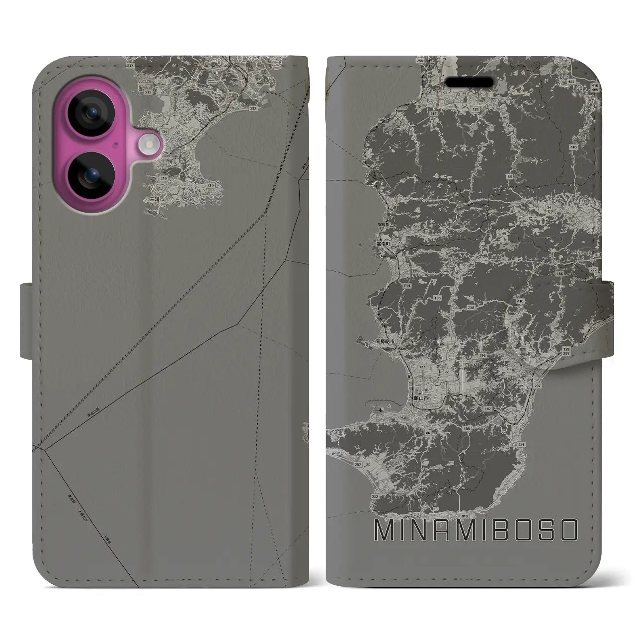 【南房総（千葉県）】地図柄iPhoneケース（手帳タイプ）