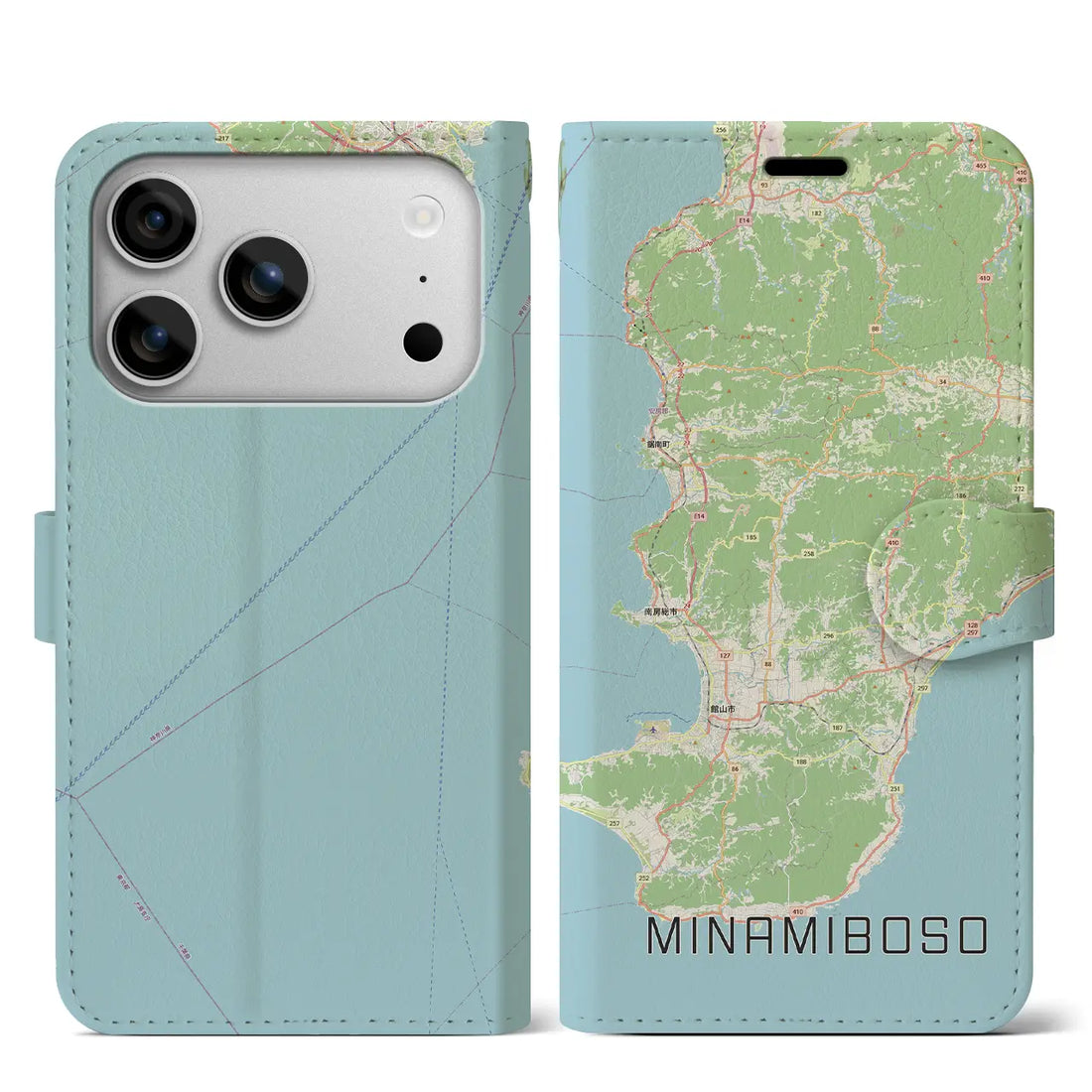 【南房総（千葉県）】地図柄iPhoneケース（手帳タイプ）ナチュラル・iPhone 17 Pro Max 用