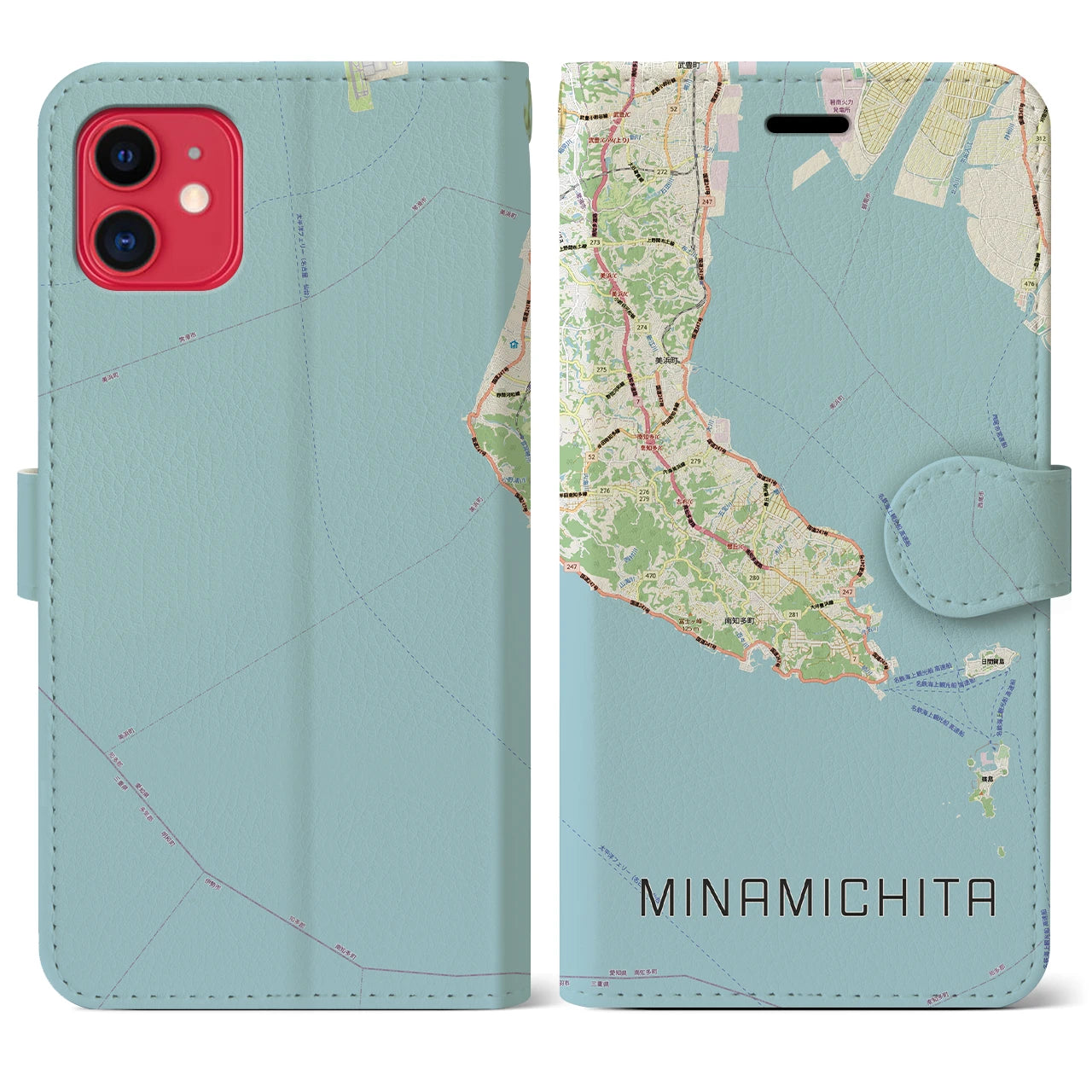 【南知多（愛知県）】地図柄iPhoneケース（手帳タイプ）
