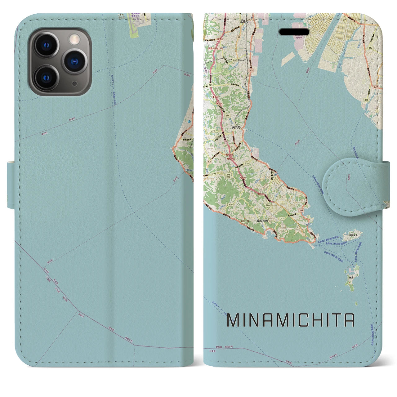 【南知多（愛知県）】地図柄iPhoneケース（手帳タイプ）