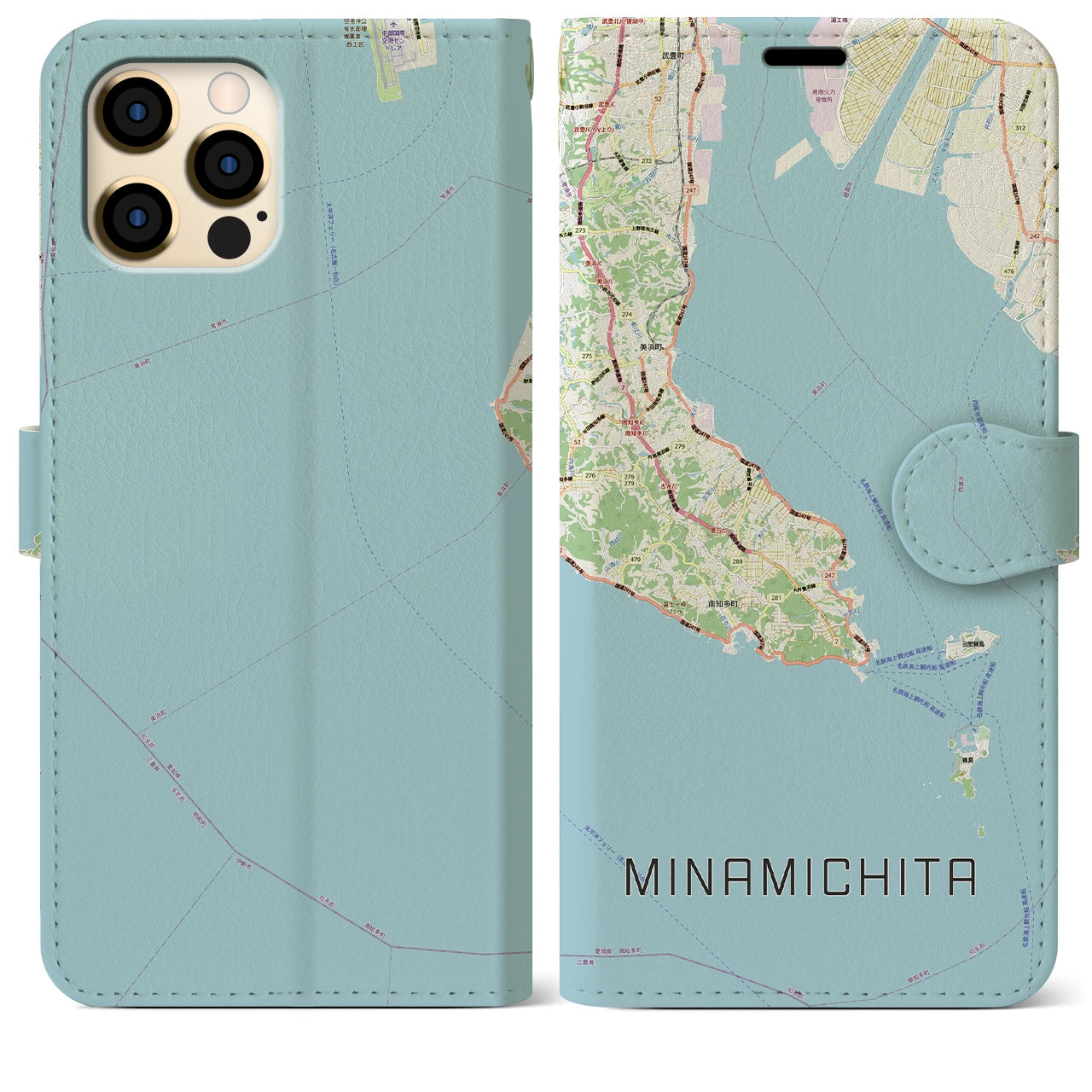 【南知多（愛知県）】地図柄iPhoneケース（手帳タイプ）