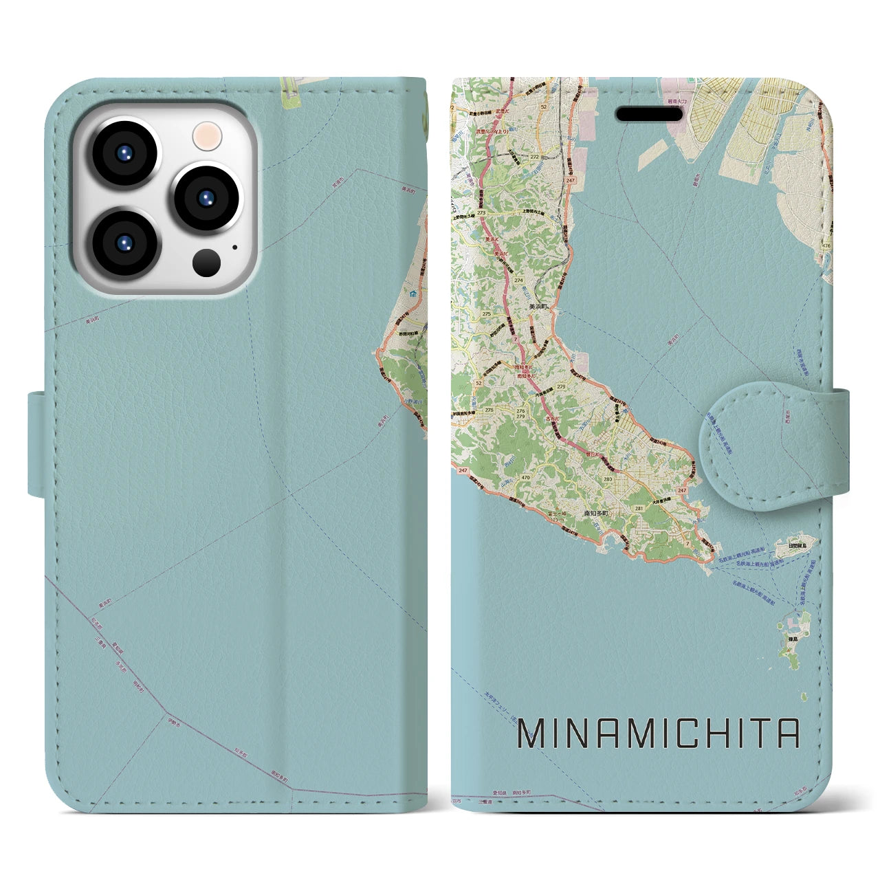 【南知多（愛知県）】地図柄iPhoneケース（手帳タイプ）