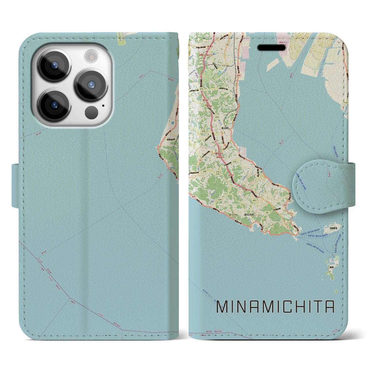 【南知多（愛知県）】地図柄iPhoneケース（手帳タイプ）