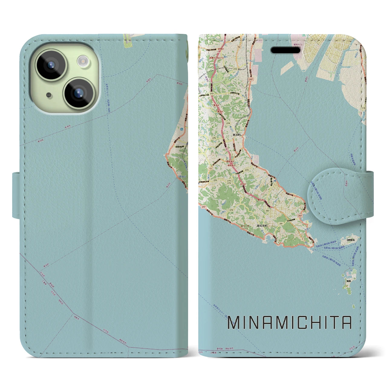 【南知多（愛知県）】地図柄iPhoneケース（手帳タイプ）