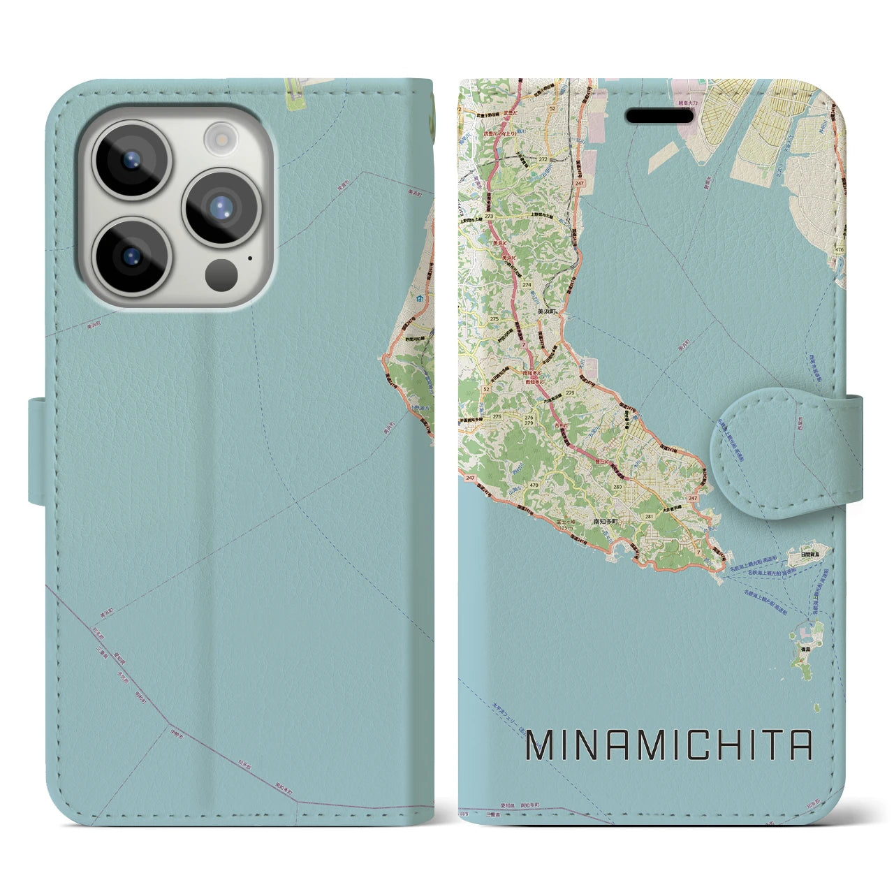 【南知多（愛知県）】地図柄iPhoneケース（手帳タイプ）