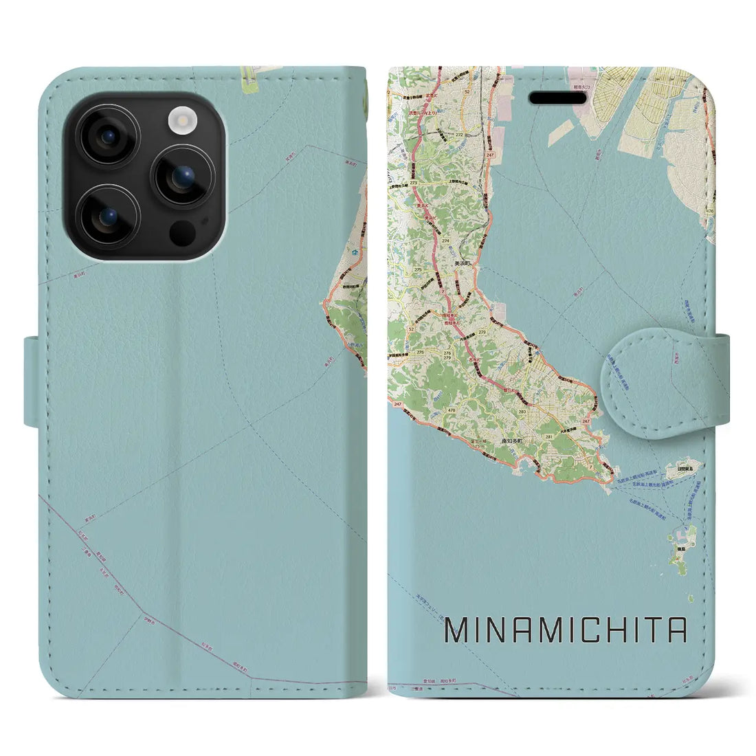【南知多（愛知県）】地図柄iPhoneケース（手帳タイプ）ナチュラル・iPhone 16 Pro Max 用