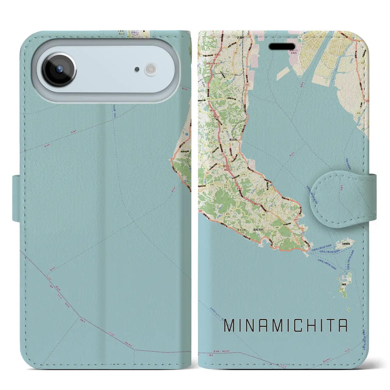 【南知多（愛知県）】地図柄iPhoneケース（手帳タイプ）ナチュラル・iPhone 17 Pro Max 用