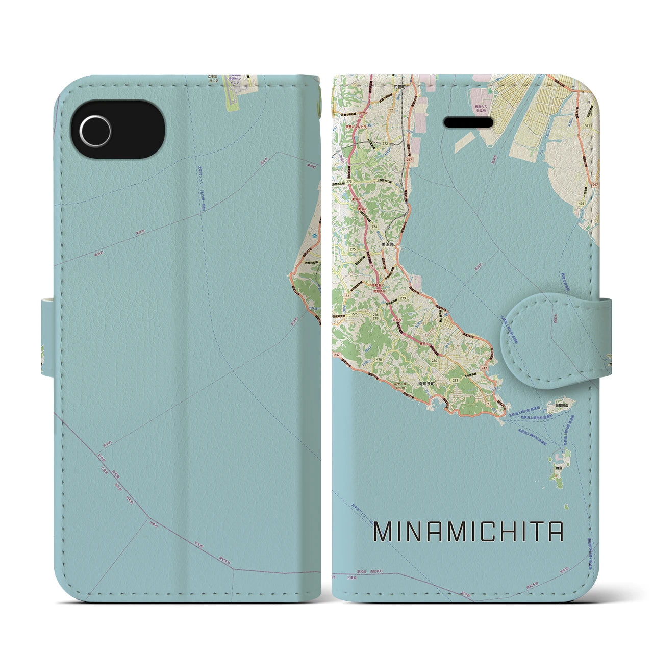 【南知多（愛知県）】地図柄iPhoneケース（手帳タイプ）