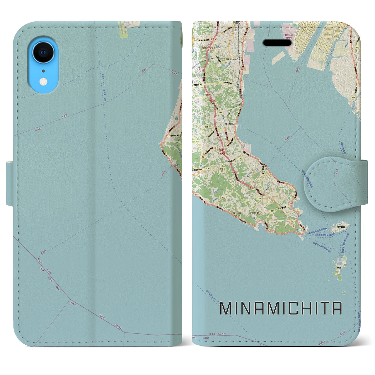 【南知多（愛知県）】地図柄iPhoneケース（手帳タイプ）