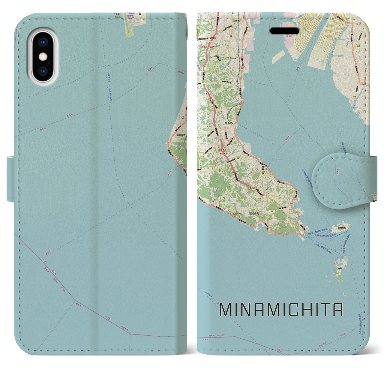 【南知多（愛知県）】地図柄iPhoneケース（手帳タイプ）