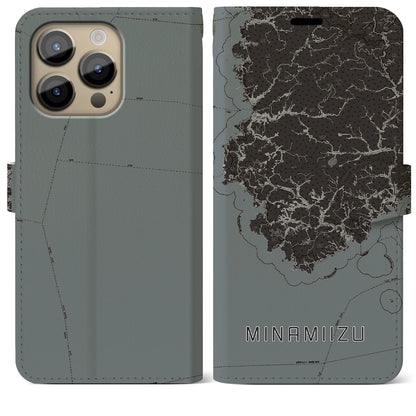 【南伊豆（静岡県）】地図柄iPhoneケース（手帳タイプ）モノトーン・iPhone 14 Pro Max 用