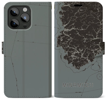 【南伊豆（静岡県）】地図柄iPhoneケース（手帳タイプ）モノトーン・iPhone 15 Pro Max 用