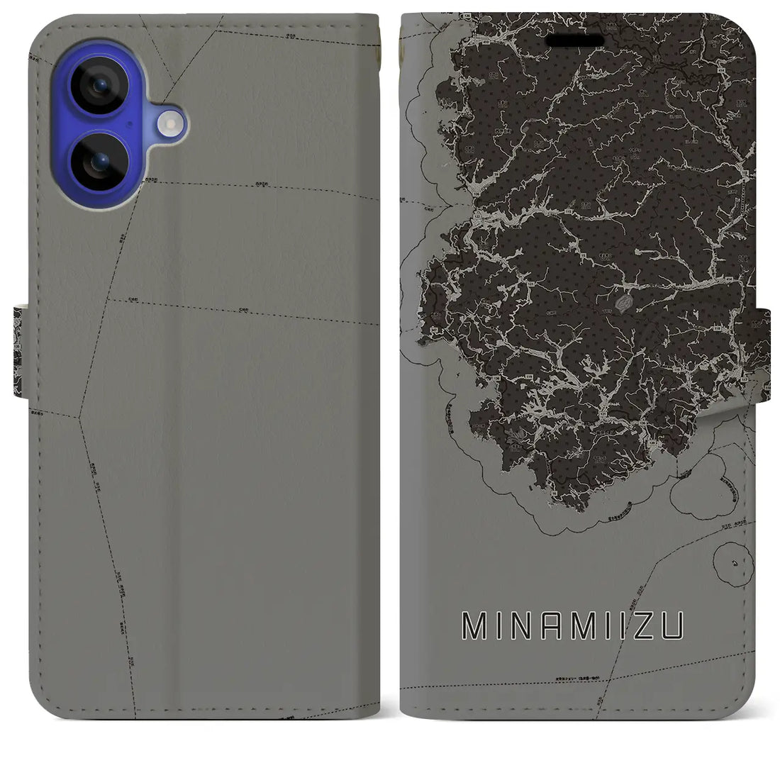 【南伊豆(静岡県)】地図柄iPhoneケース(手帳タイプ)モノトーン・iPhone 16 Pro Max 用