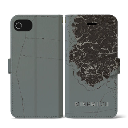 【南伊豆（静岡県）】地図柄iPhoneケース（手帳タイプ）モノトーン・iPhone SE（第3 / 第2世代） / 8 / 7 / 6s / 6 用