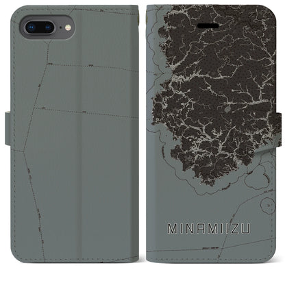 【南伊豆（静岡県）】地図柄iPhoneケース（手帳タイプ）モノトーン・iPhone 8Plus /7Plus / 6sPlus / 6Plus 用