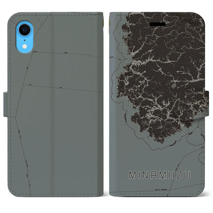 【南伊豆（静岡県）】地図柄iPhoneケース（手帳タイプ）モノトーン・iPhone XR 用