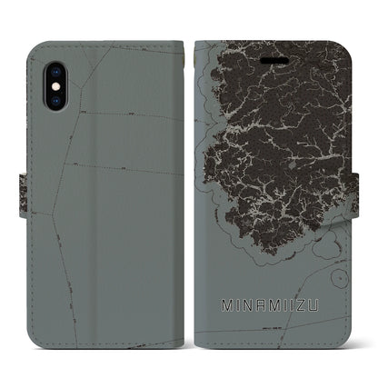 【南伊豆（静岡県）】地図柄iPhoneケース（手帳タイプ）モノトーン・iPhone XS / X 用