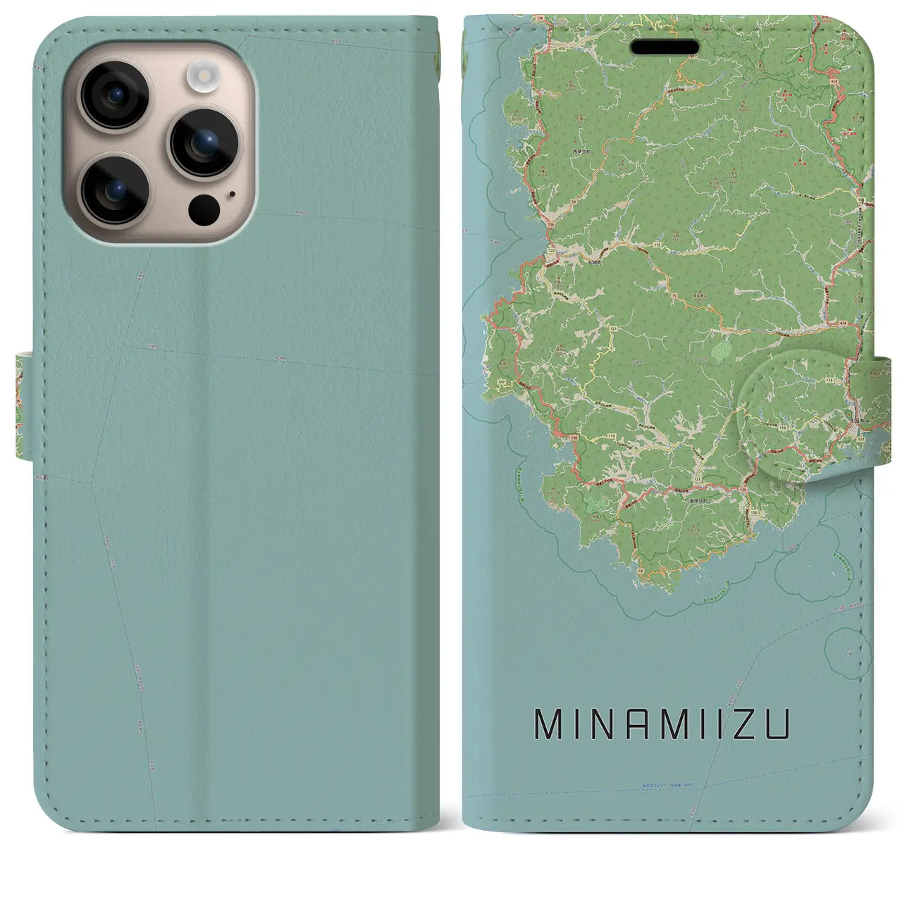 【南伊豆（静岡県）】地図柄iPhoneケース（手帳タイプ）ナチュラル・iPhone 16 Plus 用