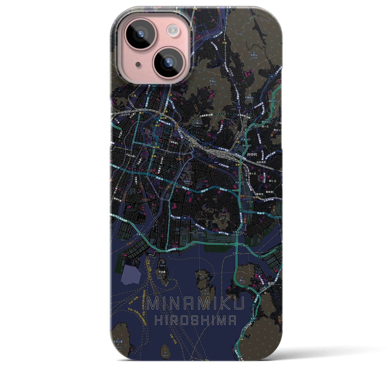 【南区（広島市）】地図柄iPhoneケース（バックカバータイプ）