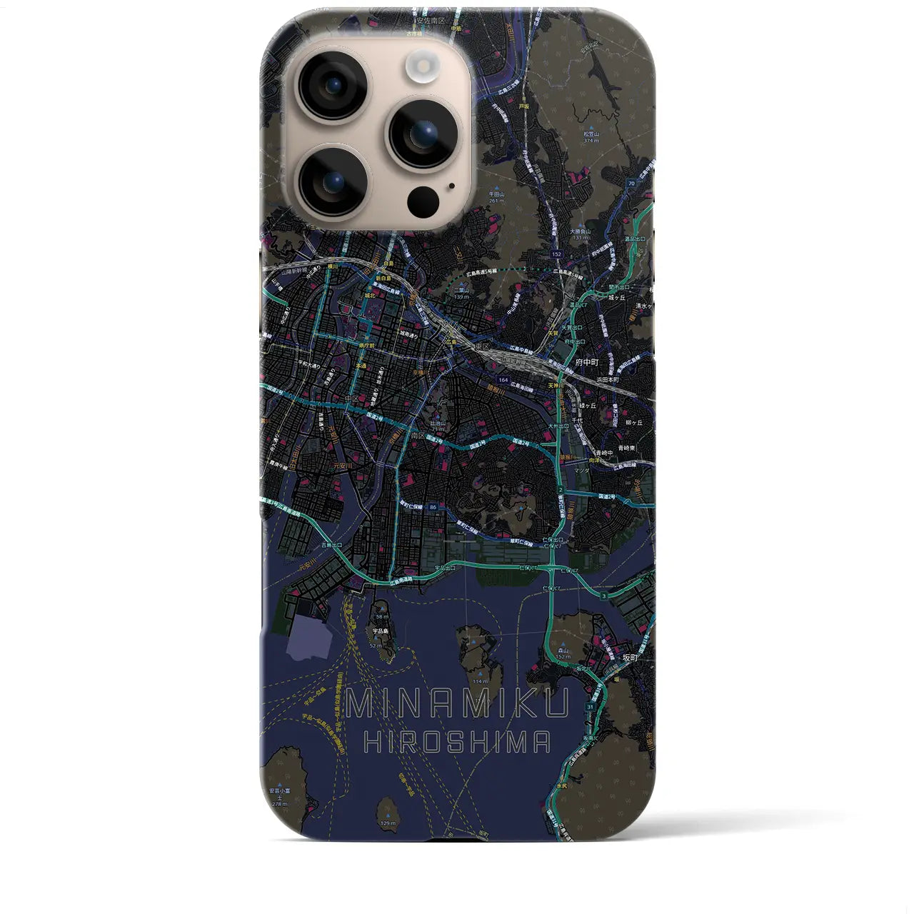 【南区（広島市）】地図柄iPhoneケース（バックカバータイプ）