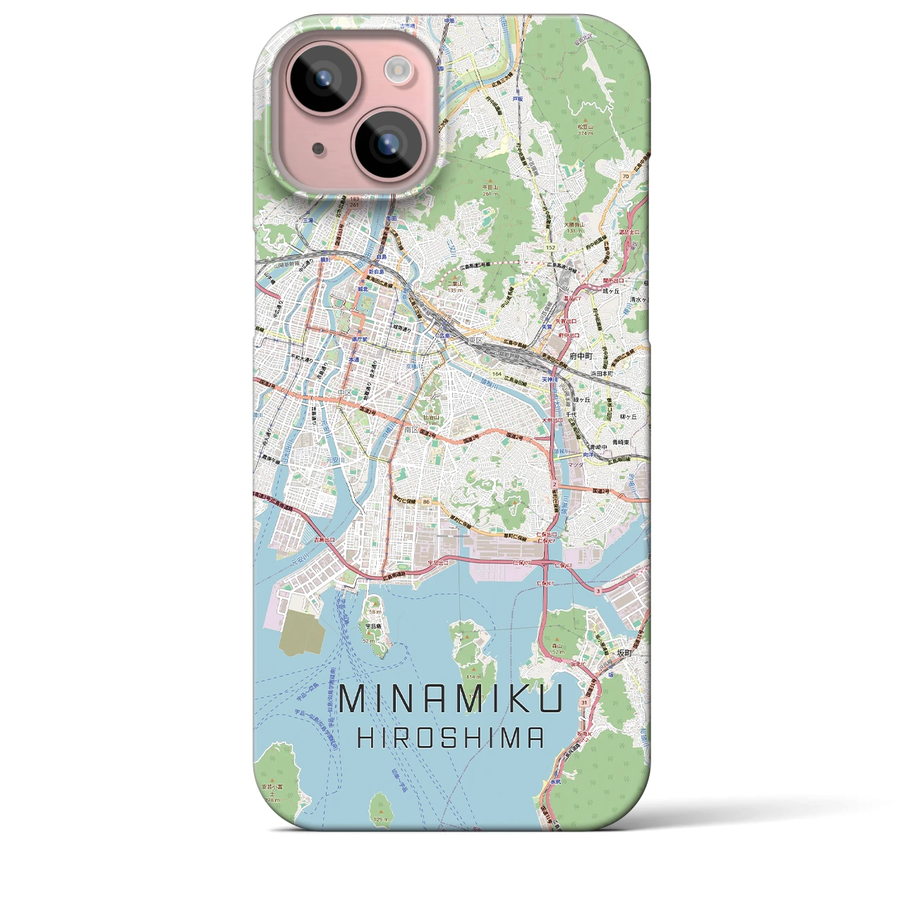 【南区（広島市）】地図柄iPhoneケース（バックカバータイプ）