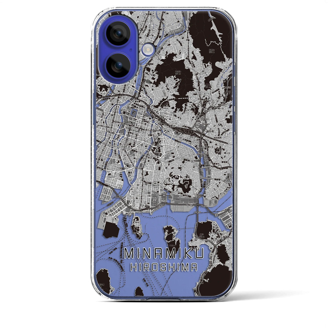 【南区（広島市）】地図柄iPhoneケース（クリアタイプ）モノトーン・iPhone 16 Pro Max 用