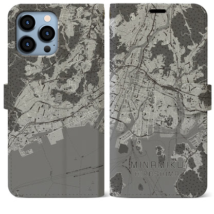 【南区（広島市）】地図柄iPhoneケース（手帳タイプ）