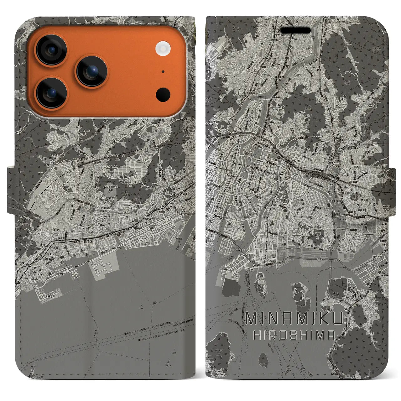 【南区（広島市）】地図柄iPhoneケース（手帳タイプ）